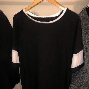 Black T-shirt with White mesh sleeves